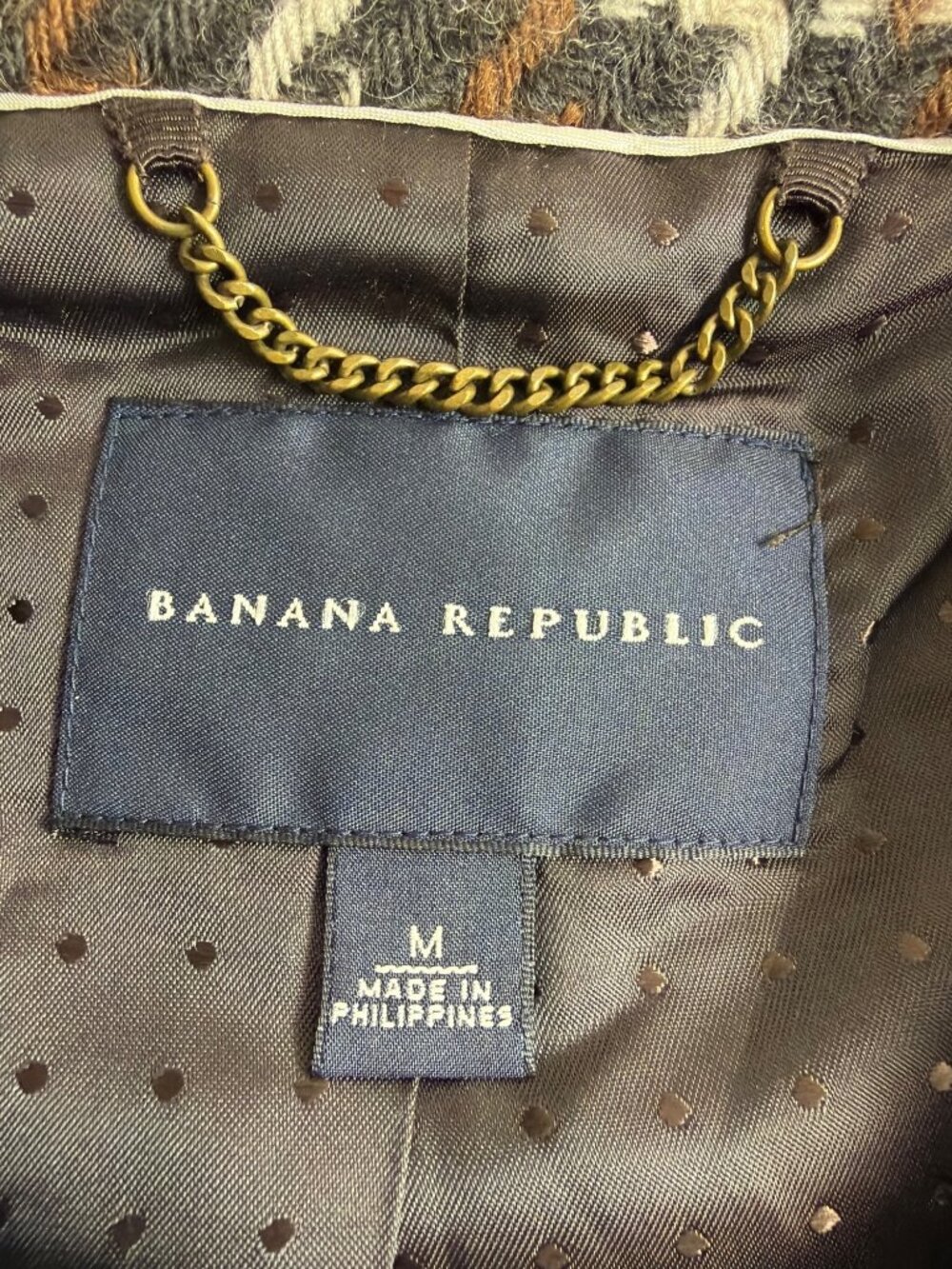 Banana Republic Wool Blend Houndstooth Jacket Coat Size M - Picture 8 of 16